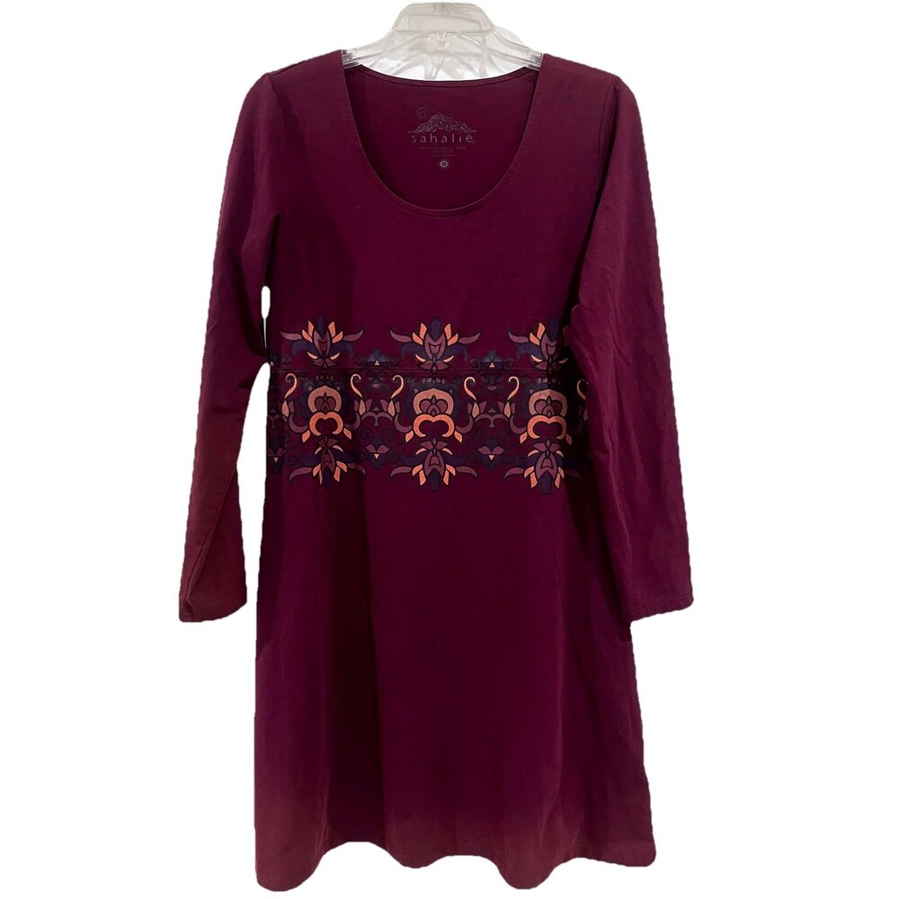 Sahalie Dress Women’s Size M cranberry red fit & flare knee length cotton blend